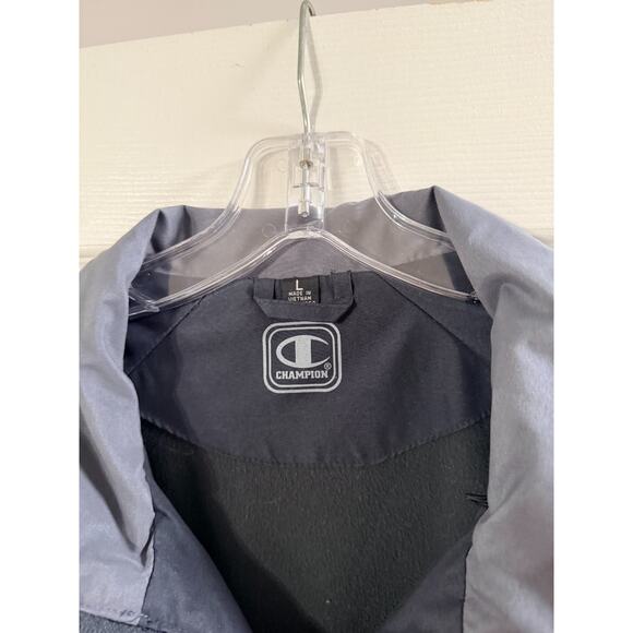 Champion Full Zip Jacket Mens L Script Logo Gray Colorblock Windbreaker - Picture 6 of 6